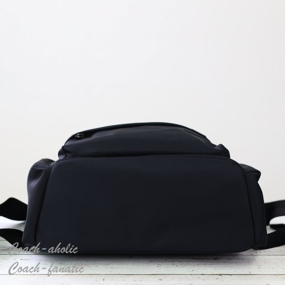 NWT Tory Burch Ella Logo Dual Zip Compartment Nylon Backpack in Black - Picture 10 of 13